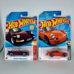 Hot Wheels Porsche Lot of 2x - Porsche 911 Turbo Cabriolet Red & 911 Carrera NEW